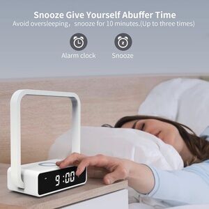 Modern White Alarm Clock with Snooze Function